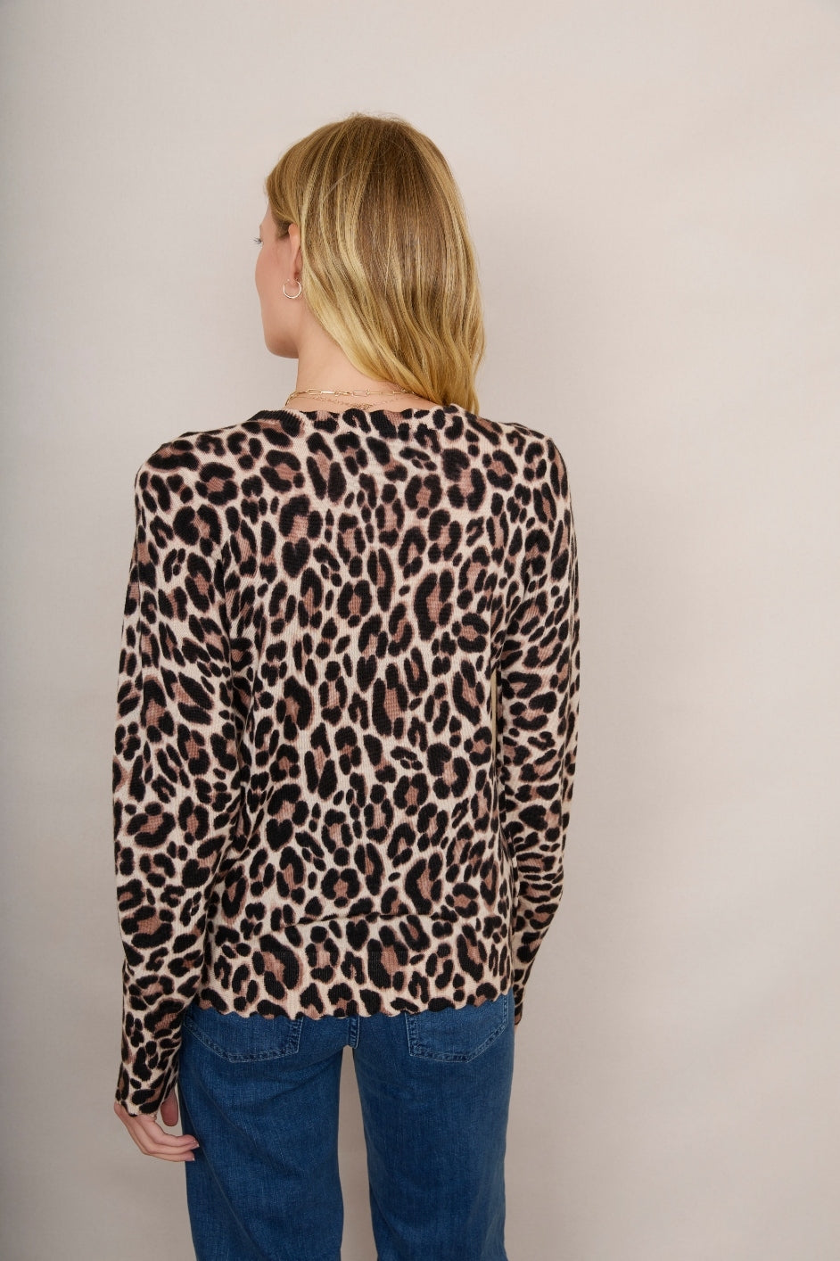 Fleurine Scallop Jumper - Leopard