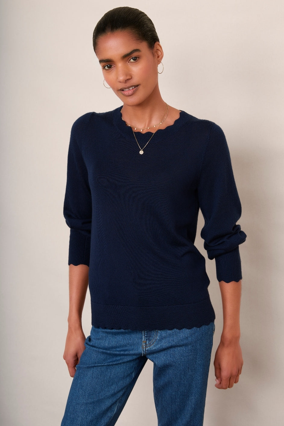 Fleurine Scallop Jumper - Midnight