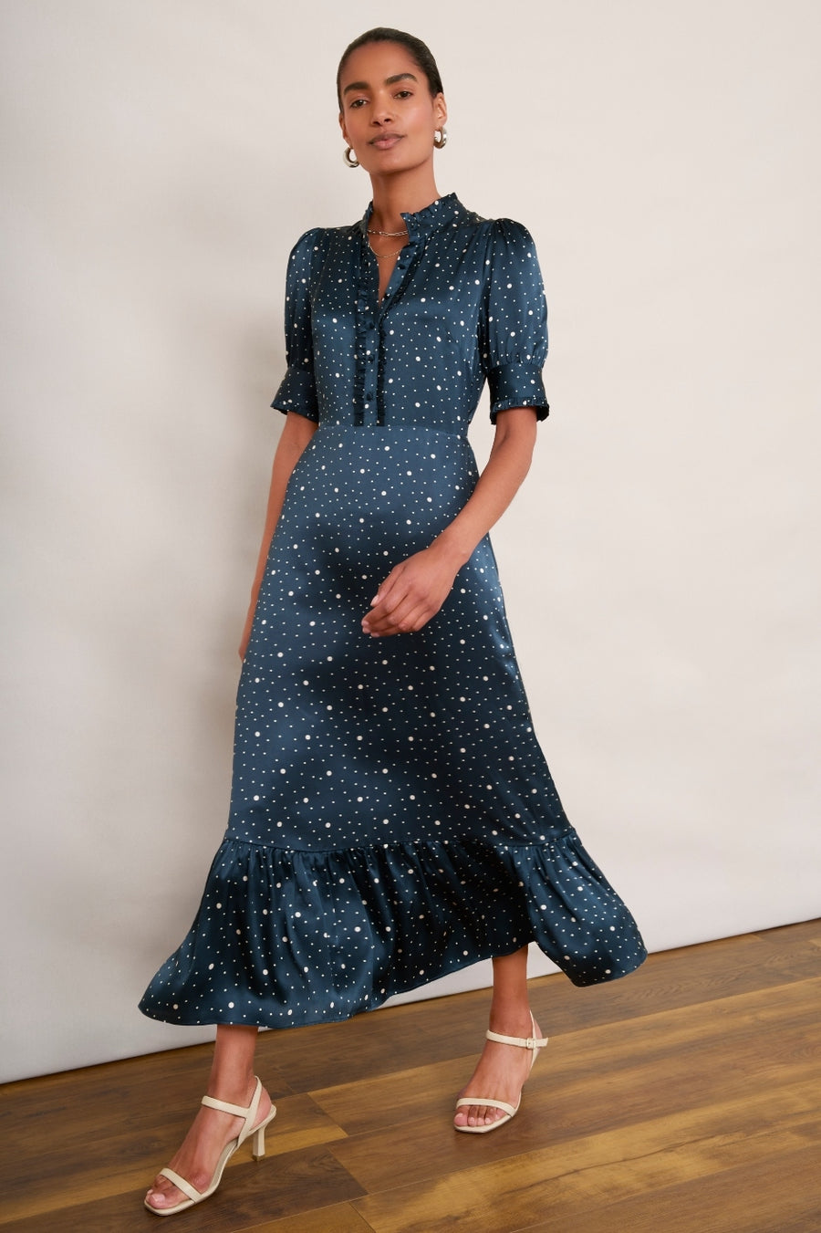 Fabienne Silk Dress - Midnight Spot