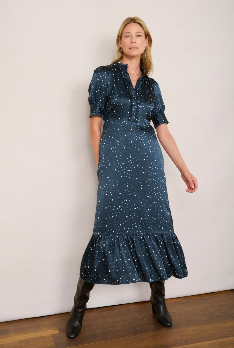 Fabienne Silk Dress - Midnight Spot