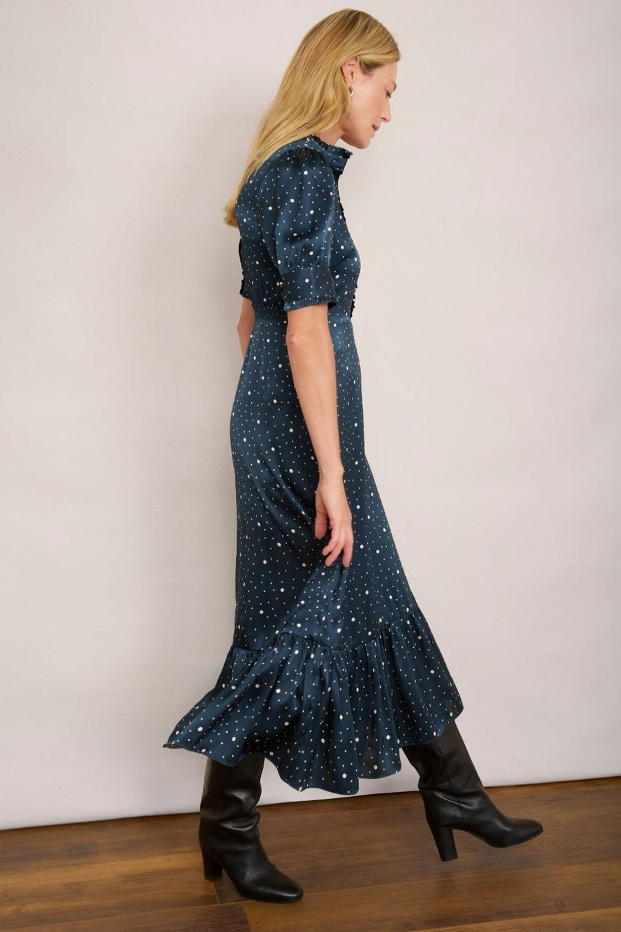 Fabienne Silk Dress - Midnight Spot