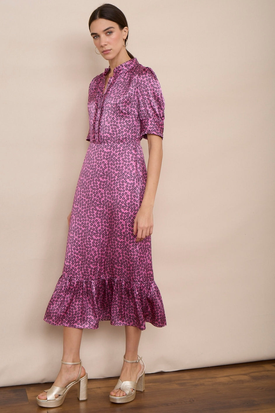 Fabienne Silk Dress - Pink Floral