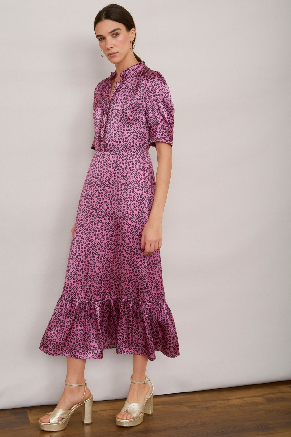 Fabienne Silk Dress - Pink Floral