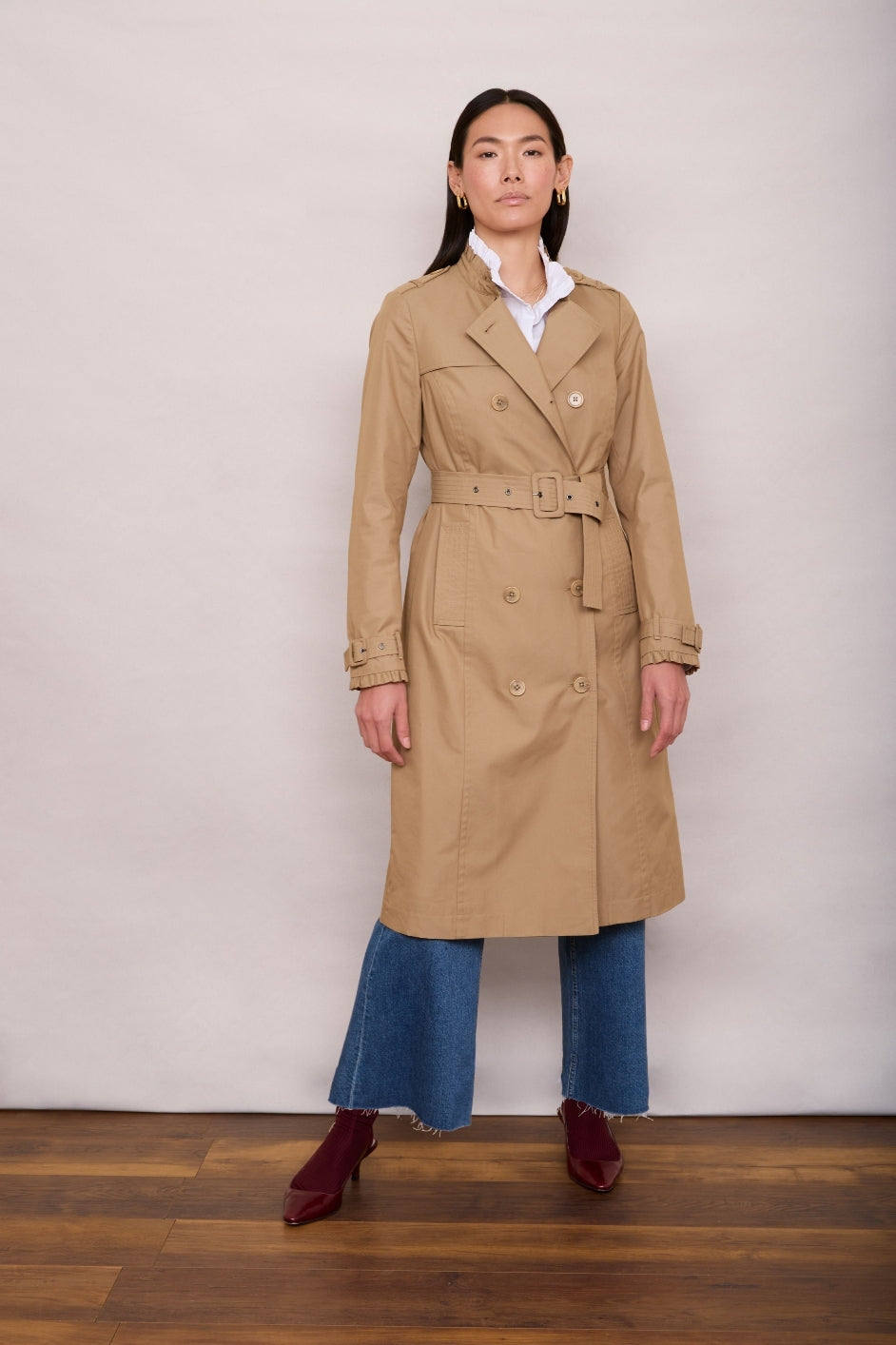 Faye Frill Trench Coat - Tan