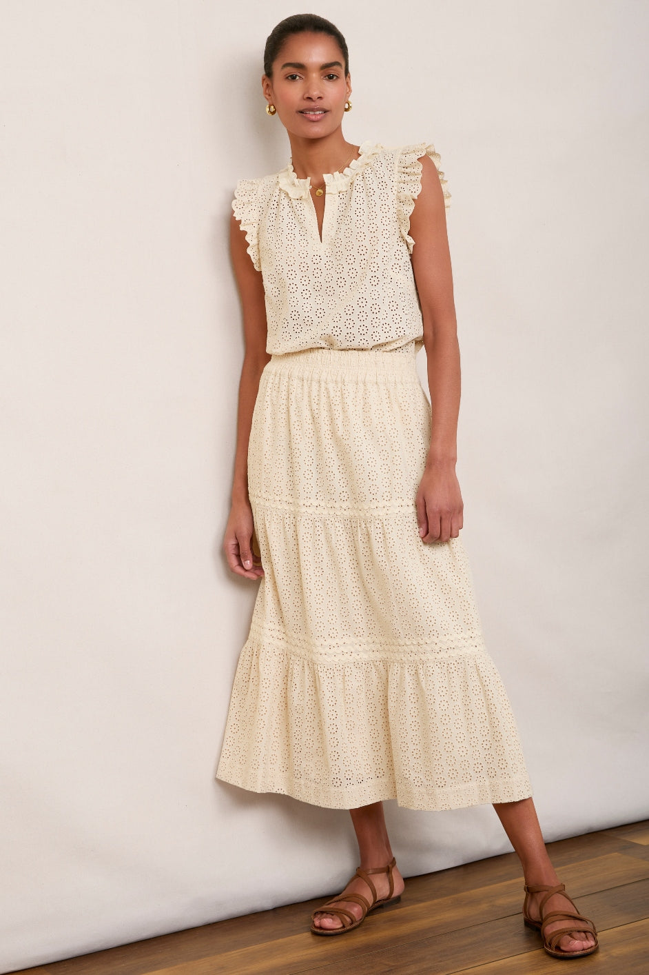 Felicity Broderie Skirt - Cream