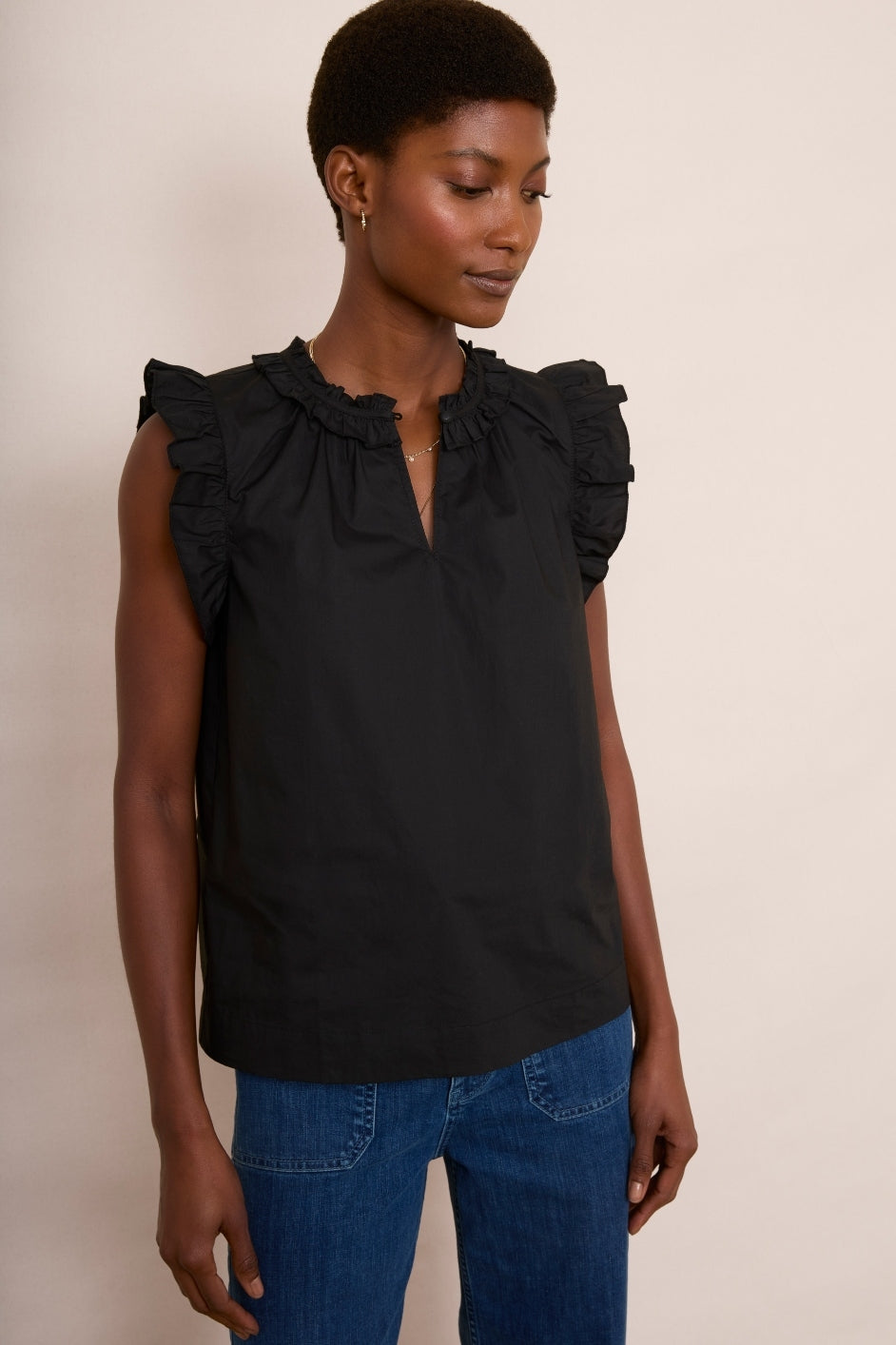 Felicity Frill Top - Black