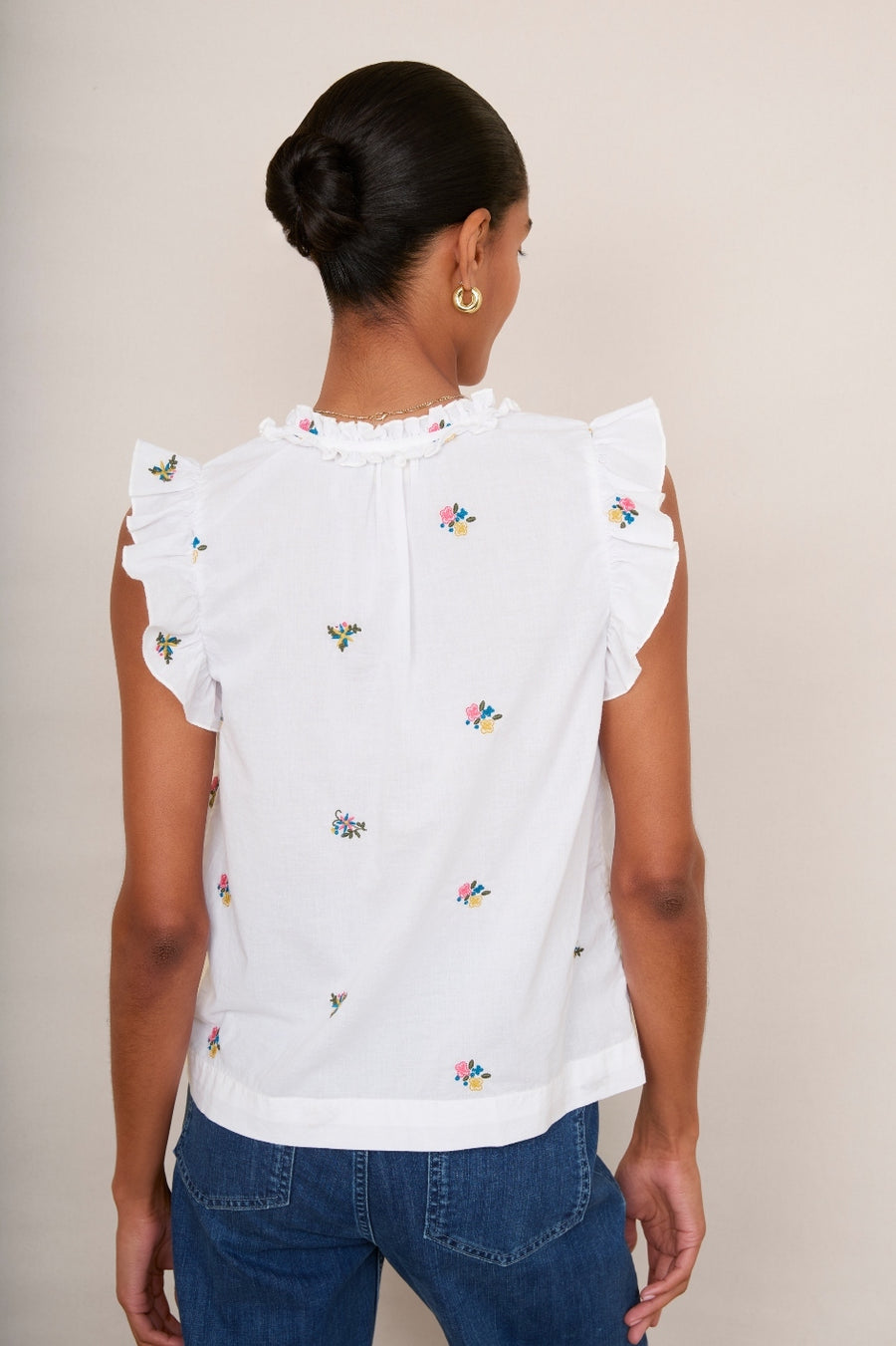 Felicity Top - White Embroidered