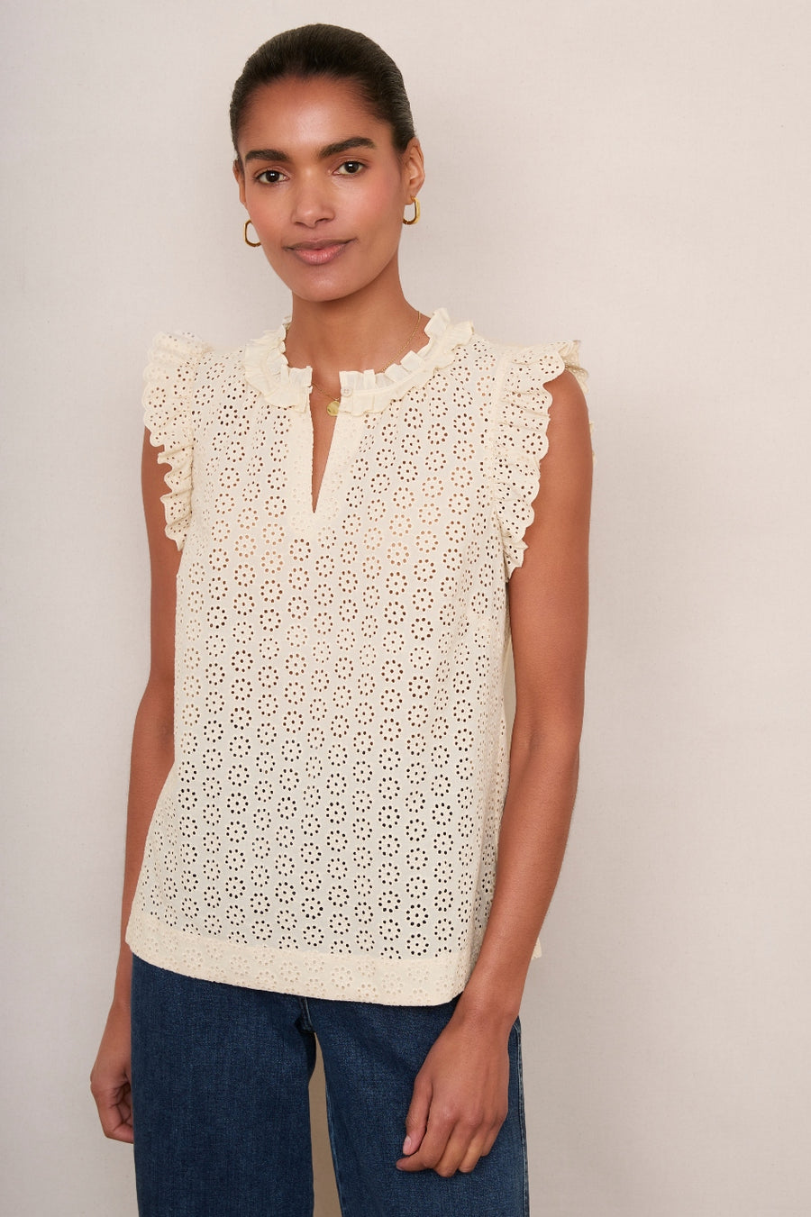 Felicity Top - Cream Broderie