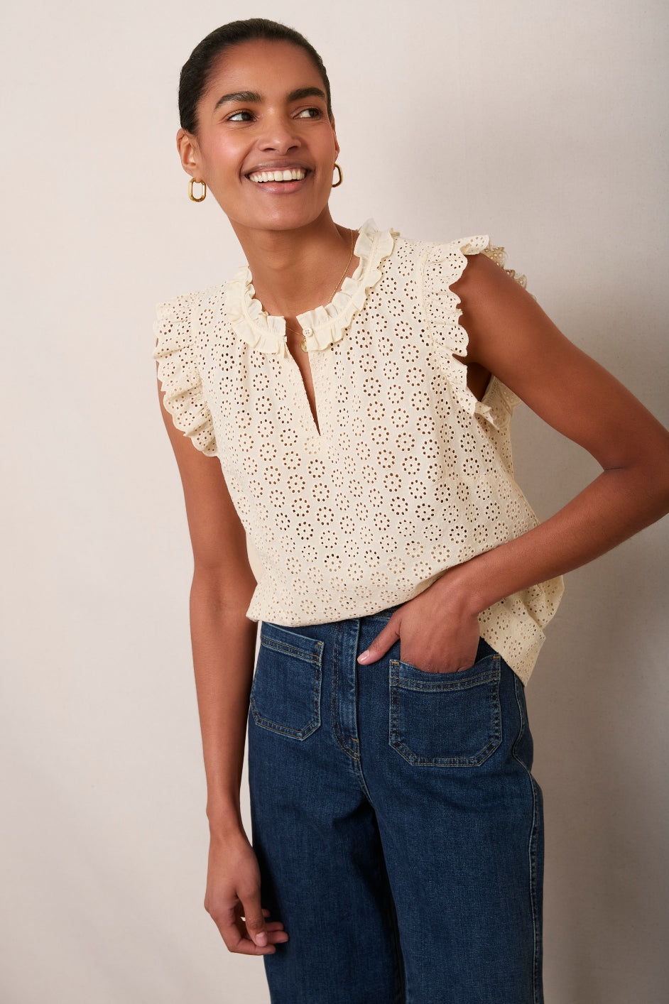 Felicity Top - Cream Broderie