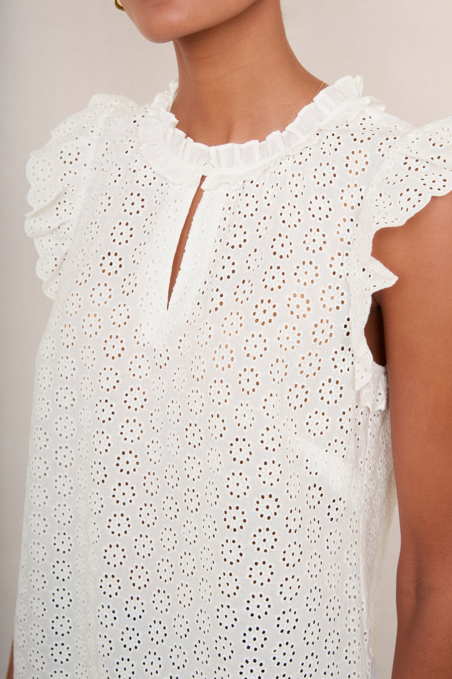 Felicity Top - White Broderie