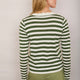 Fleurine Button Neck Jumper - Ecru/Moss Green Stripe