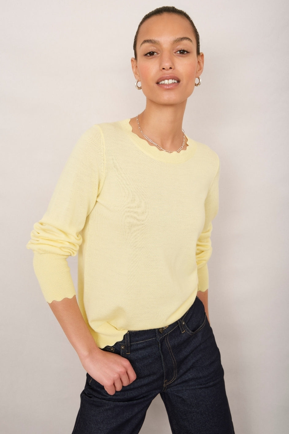 Fleurine Scallop Jumper - Buttermilk Yellow