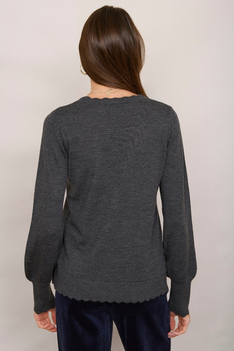 Fleurine Scallop Jumper - Charcoal Marl