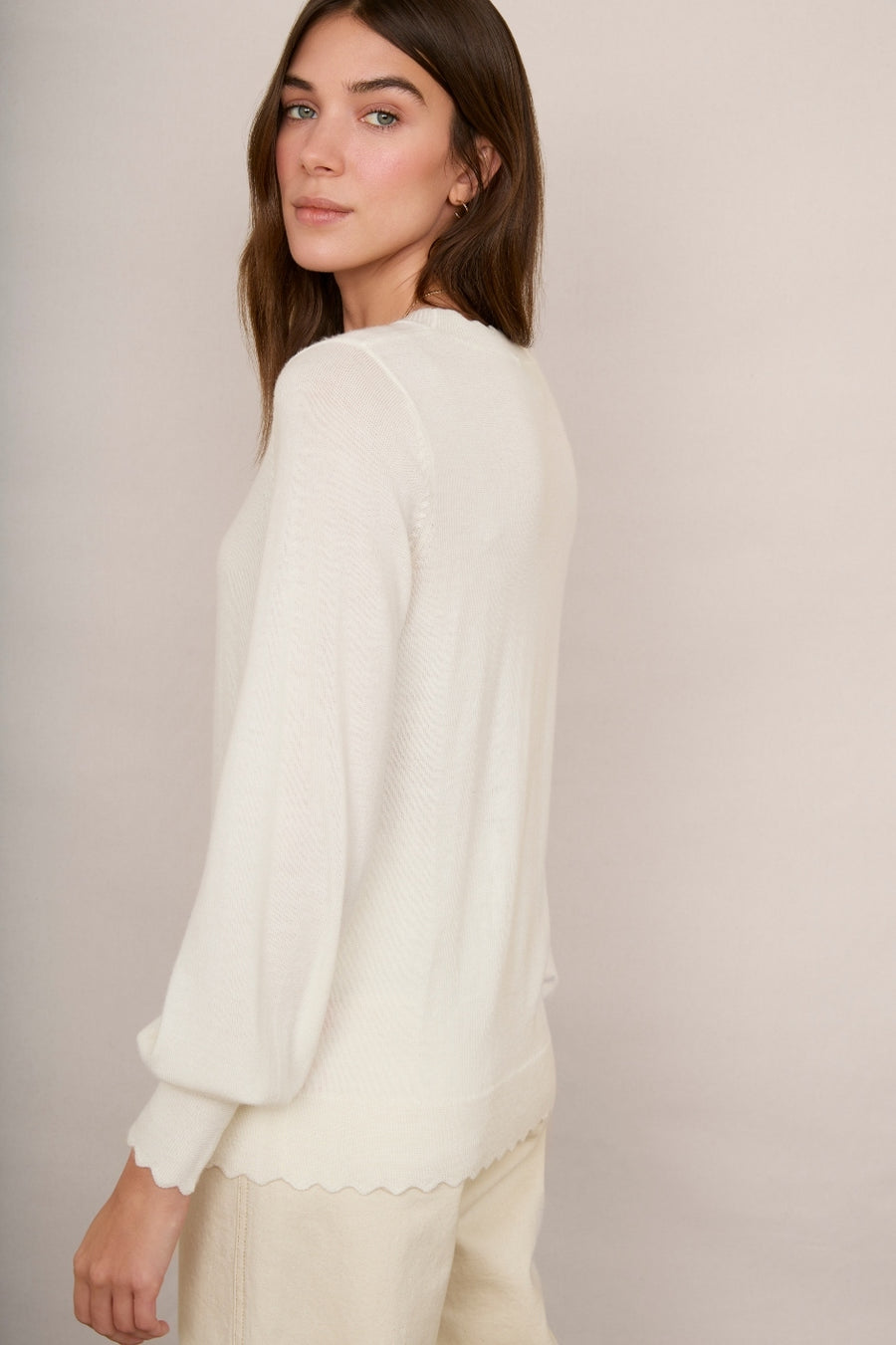 Fleurine Scallop Jumper - Ivory