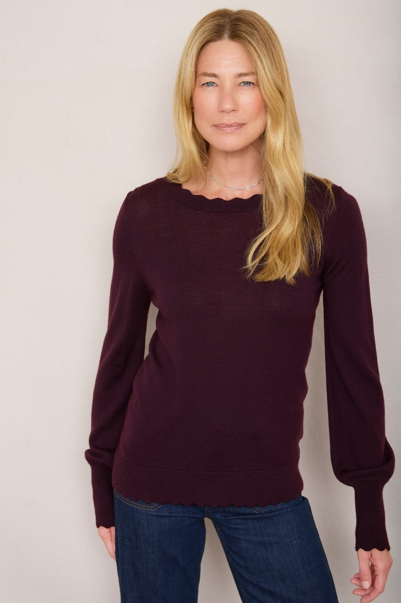 Fleurine Scallop Jumper - Deep Plum