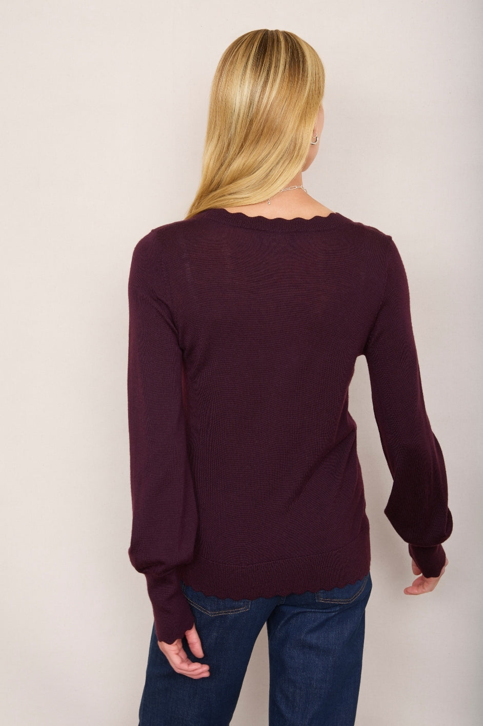 Fleurine Scallop Jumper - Deep Plum