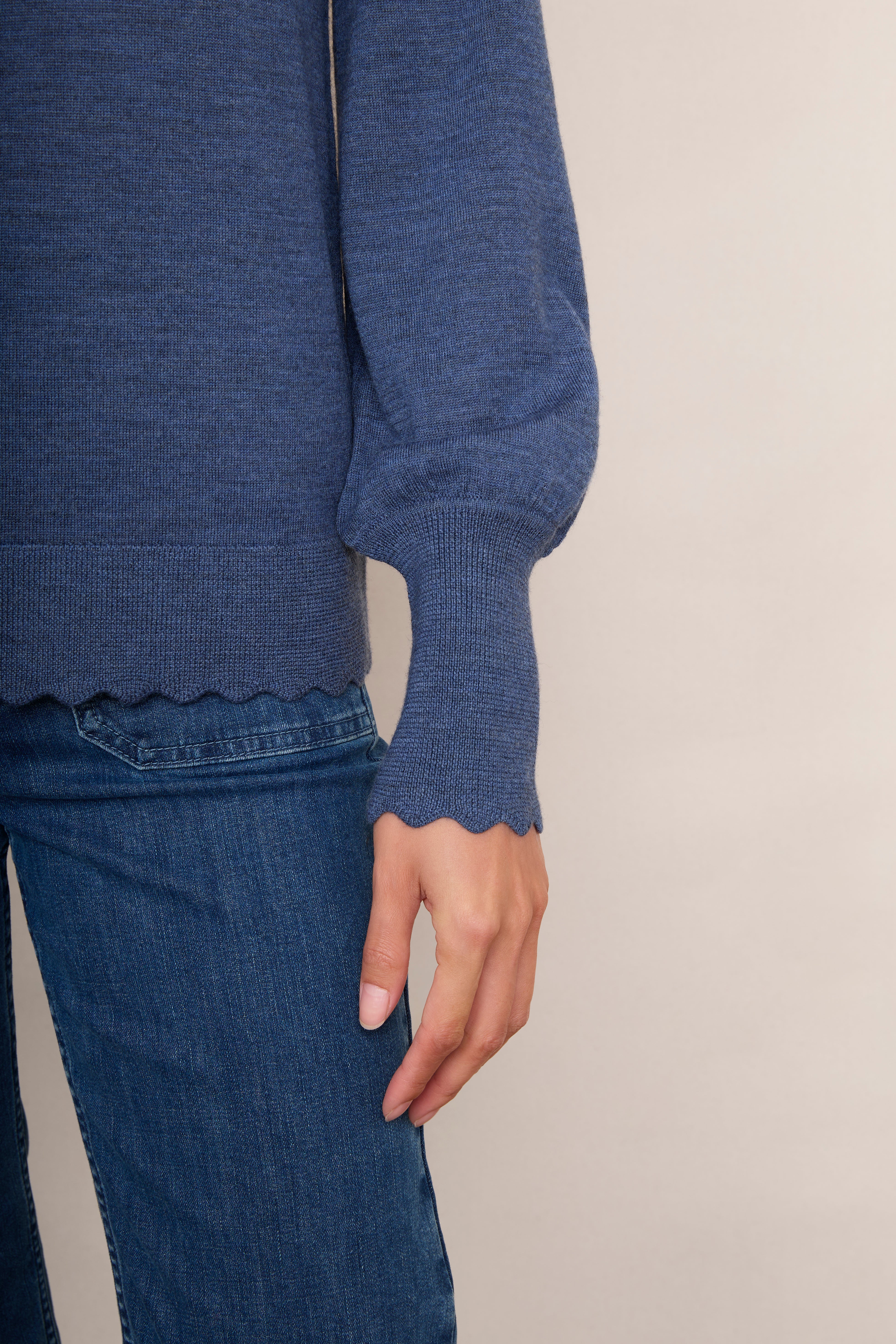 Fleurine Scallop Jumper - Denim Blue