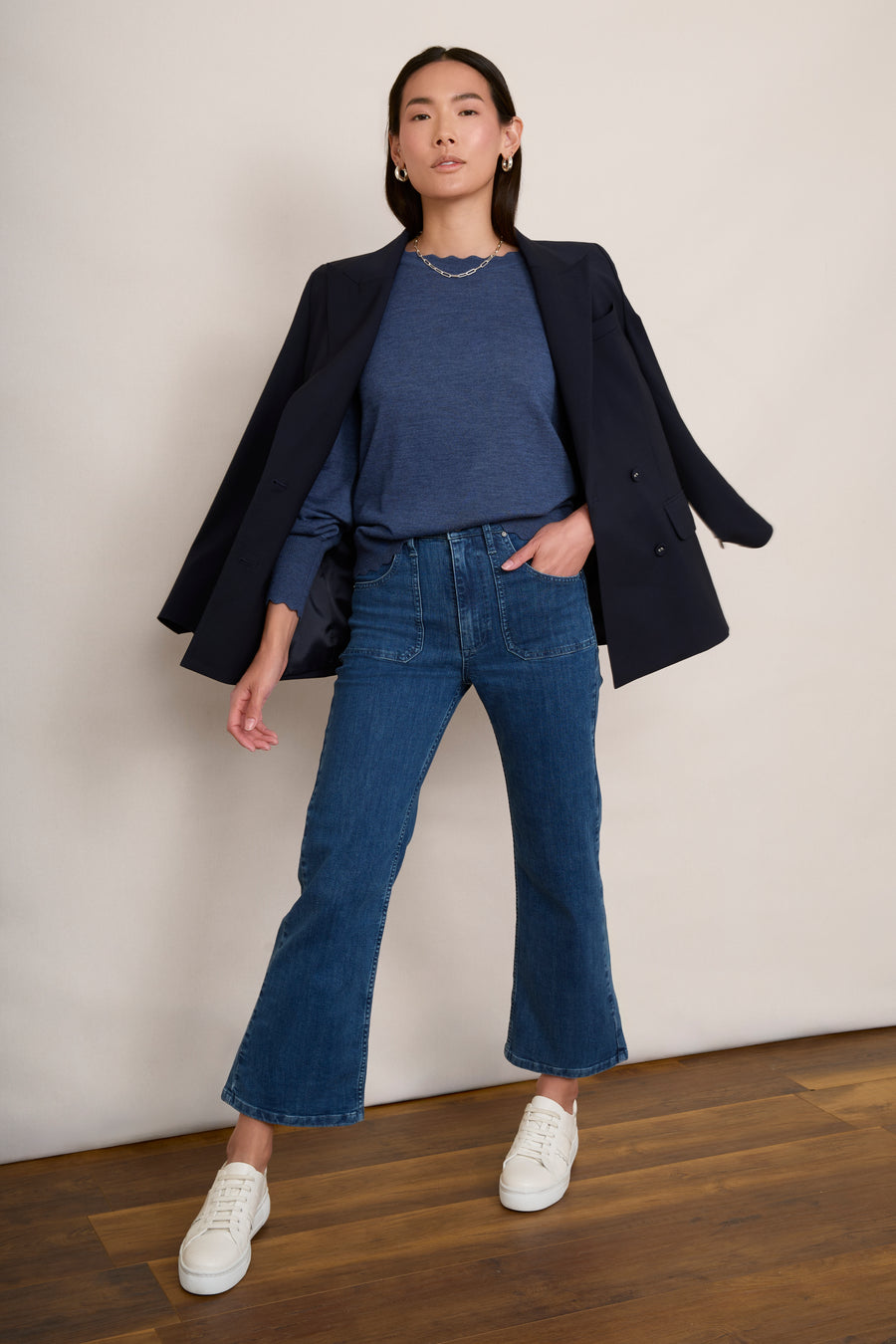 Fleurine Scallop Jumper - Denim Blue