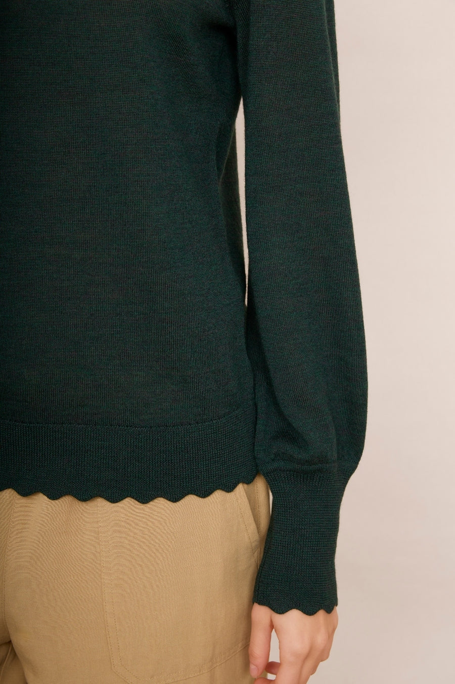 Fleurine Scallop Jumper - Forest Green