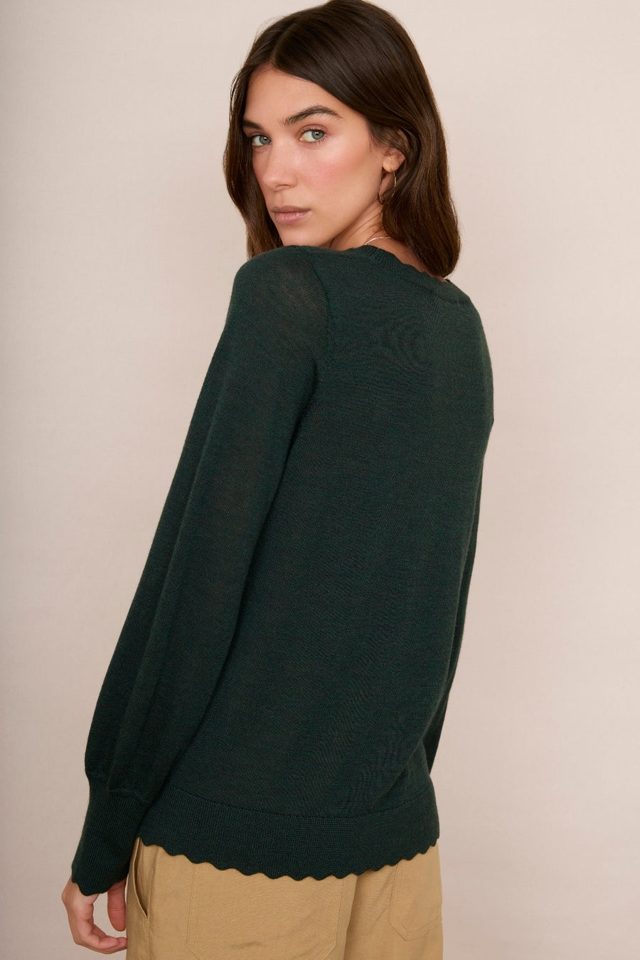 Fleurine Scallop Jumper - Forest Green