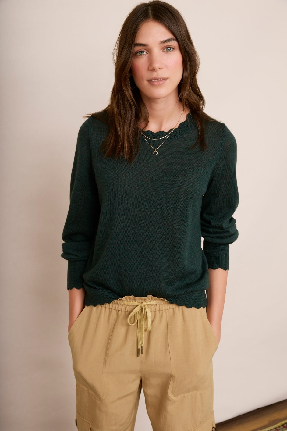 Fleurine Scallop Jumper - Forest Green