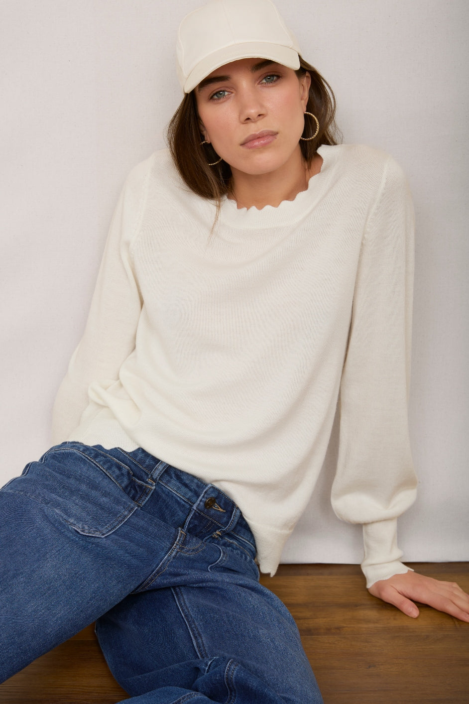 Fleurine Scallop Jumper - Ivory