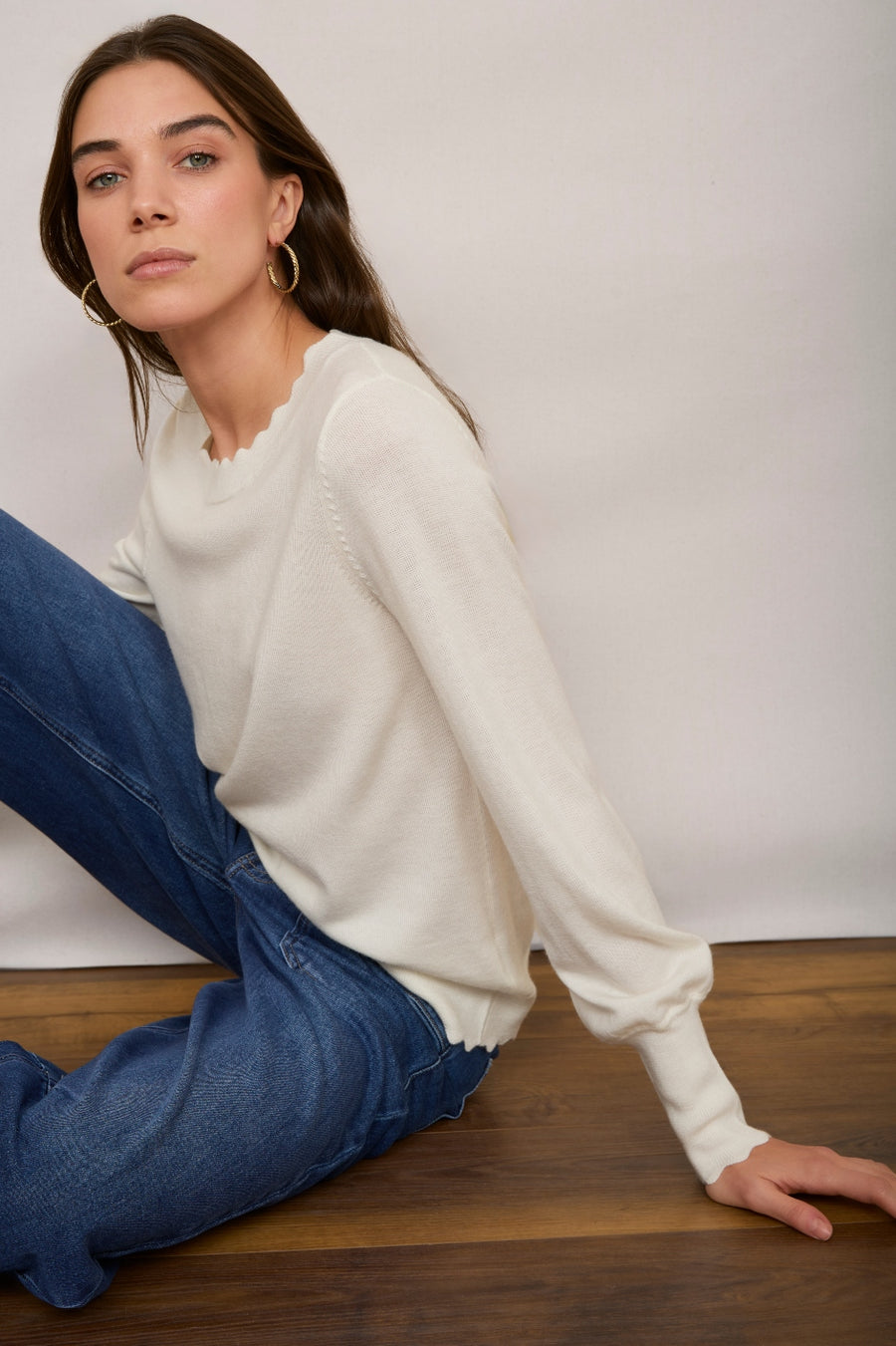 Fleurine Scallop Jumper - Ivory