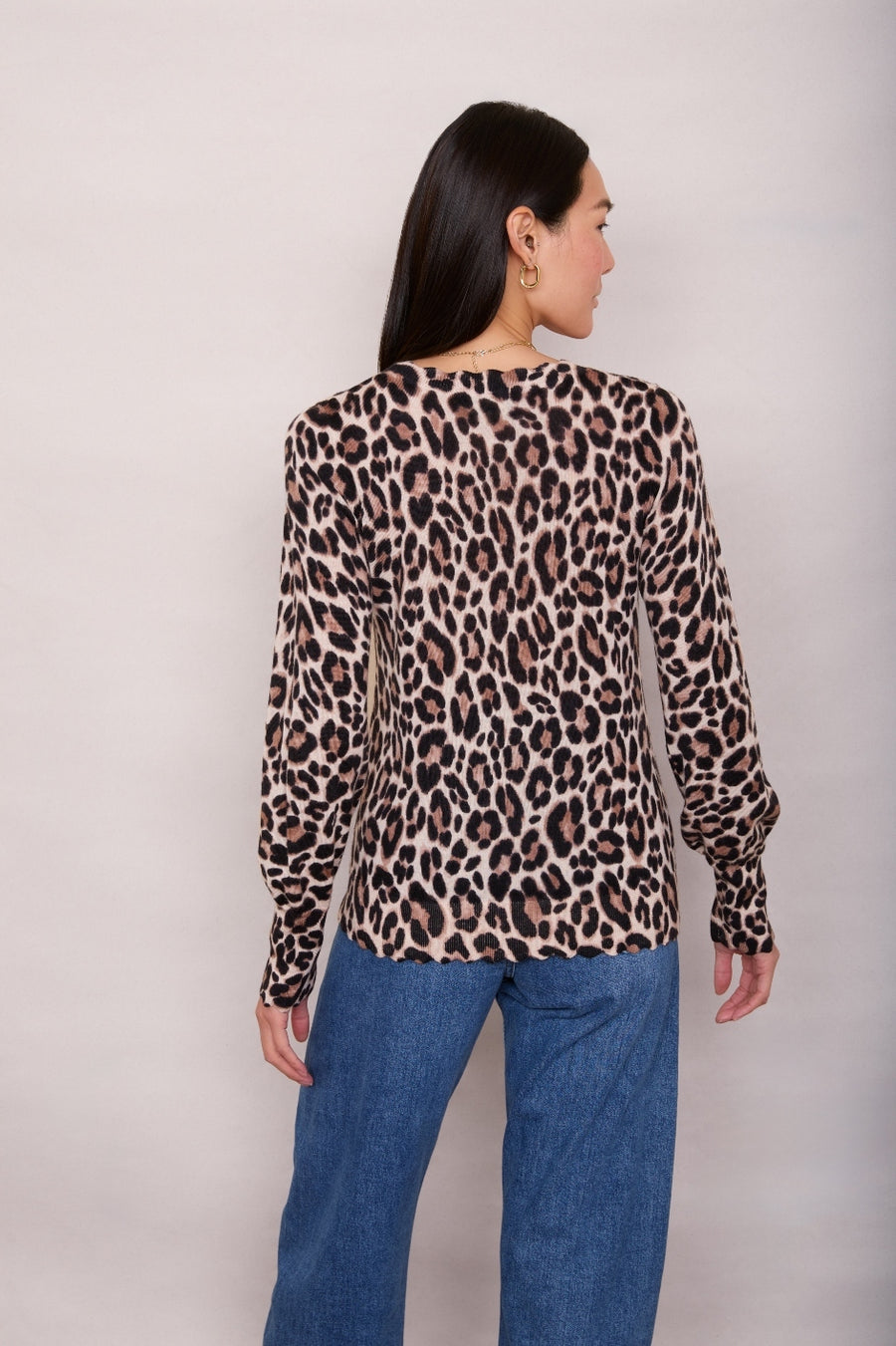 Fleurine Scallop Jumper - Leopard