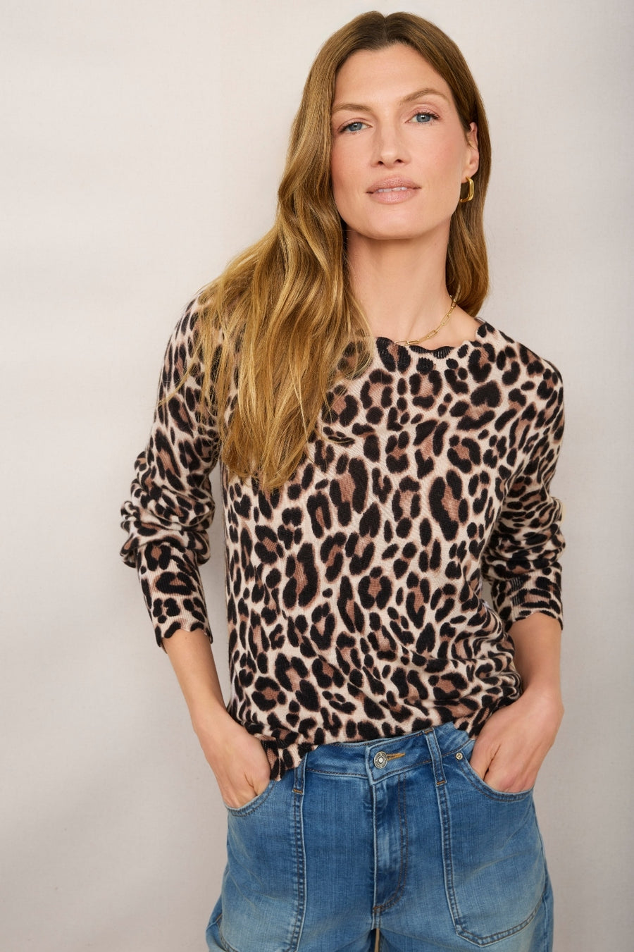 Fleurine Scallop Jumper - Leopard