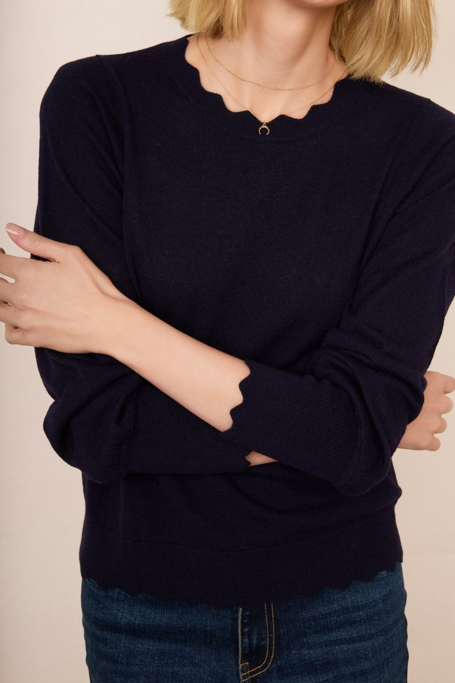 Fleurine Scallop Jumper - Midnight