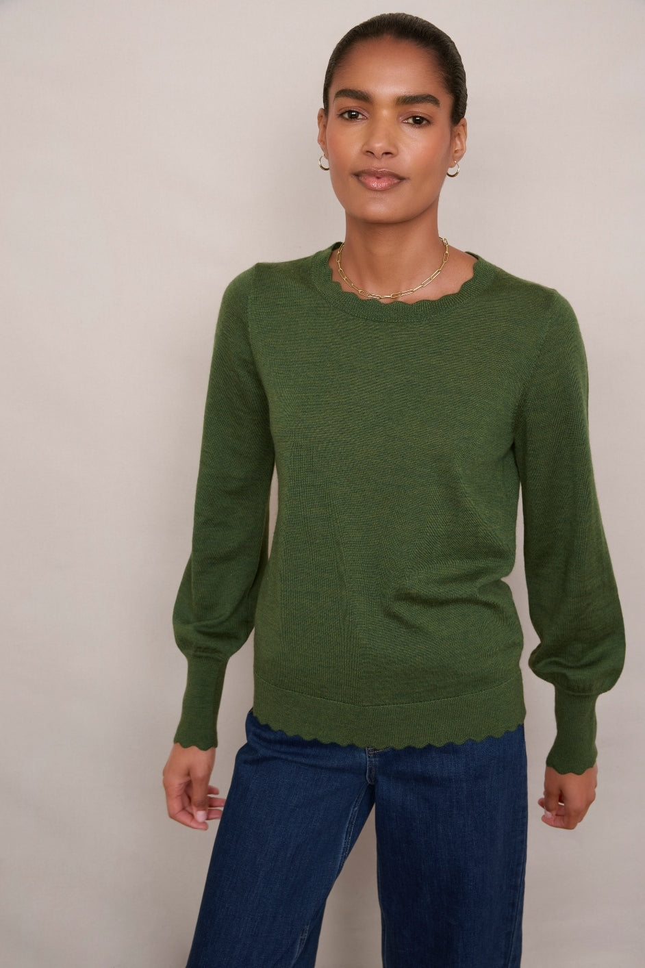 Fleurine Scallop Jumper - Peridot