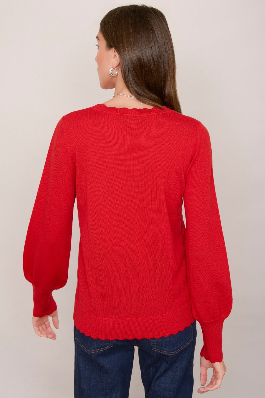 Fleurine Scallop Jumper - Poppy Red