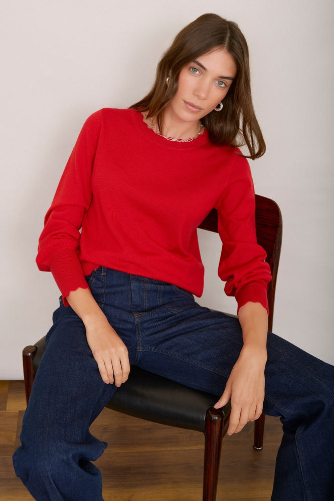 Fleurine Scallop Jumper - Poppy Red