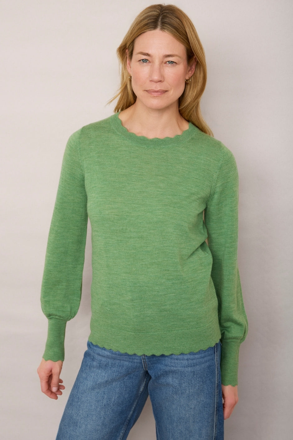 Fleurine Scallop Jumper - Spring Green