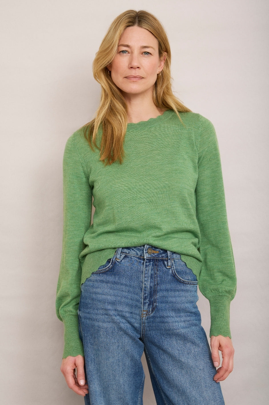 Fleurine Scallop Jumper - Spring Green