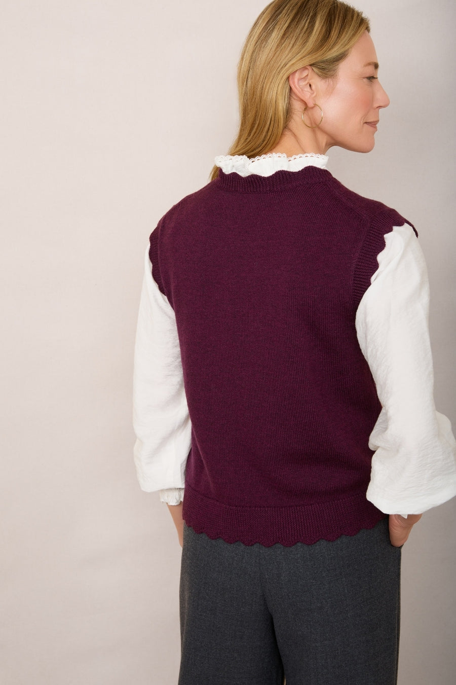 Fleurine Scallop Tank - Deep Plum