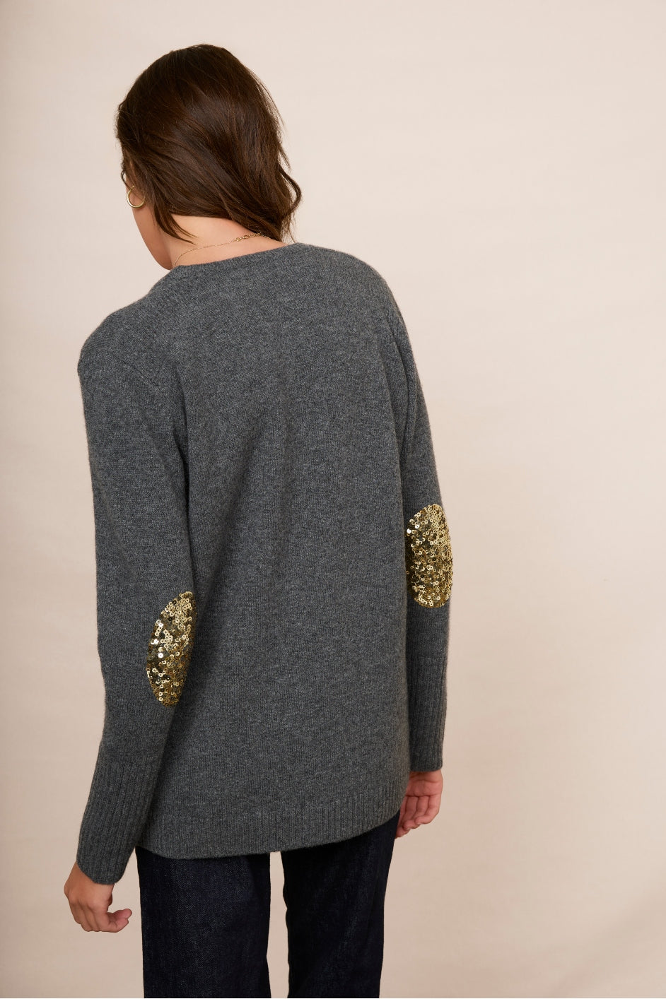 Sequin fashion elbow patch sweater