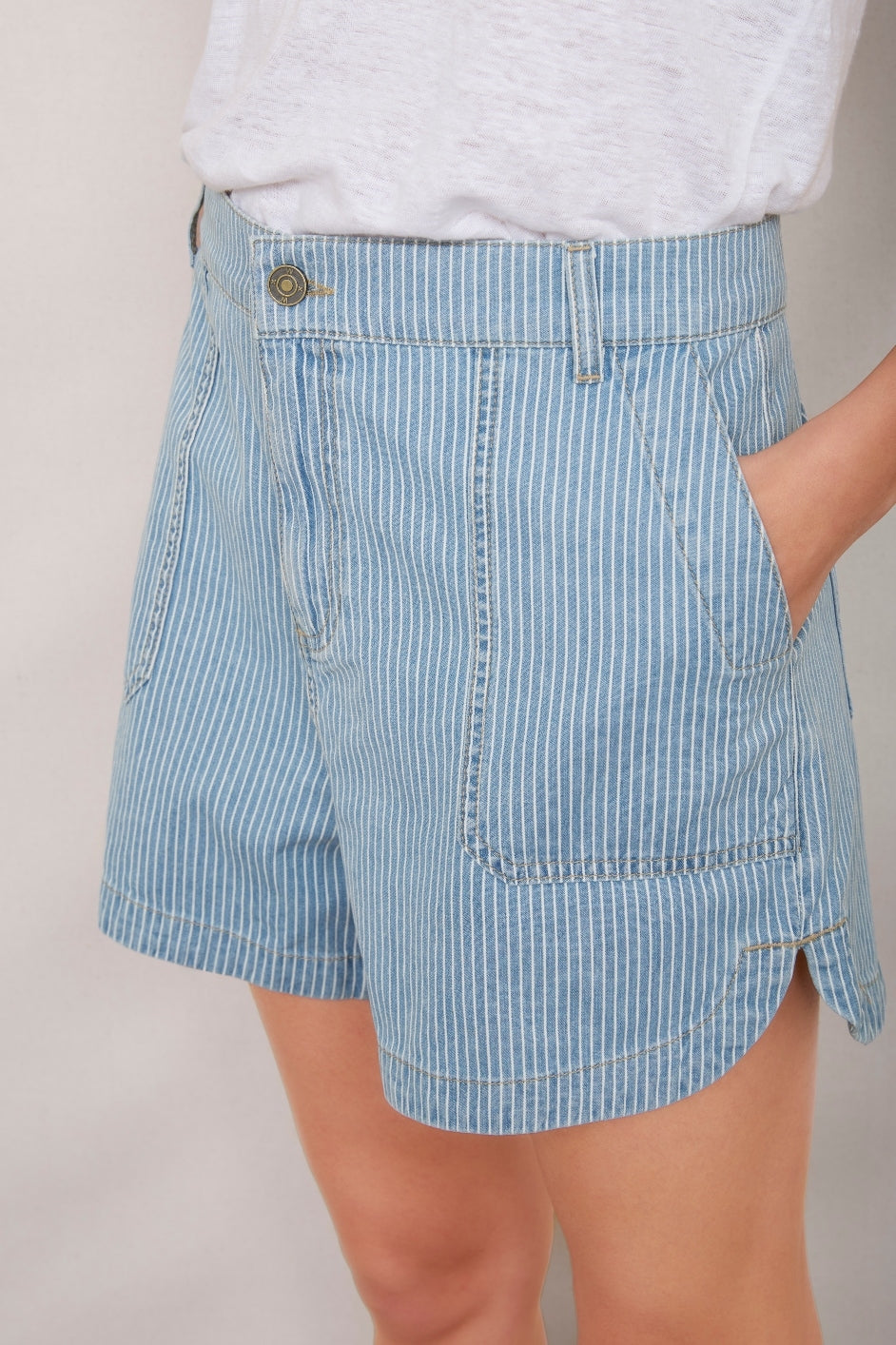 Flora Short - Blue/Ivory Stripe