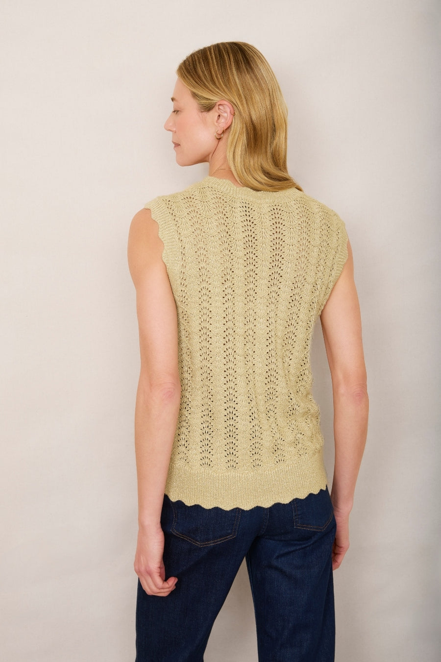 Fleurine Scallop Metallic Tank - Gold