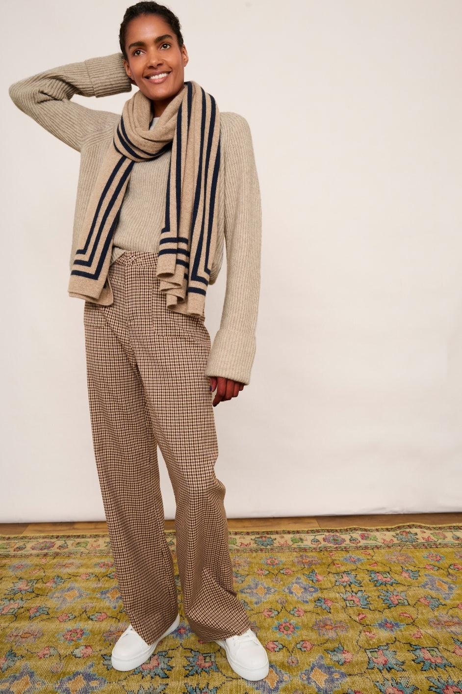 Florence Check Trousers - Tan