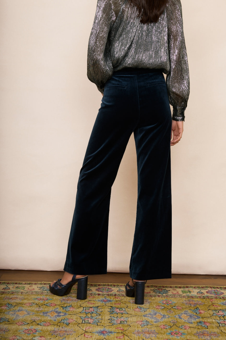 Florence Flare Velvet Trouser - Deep Midnight