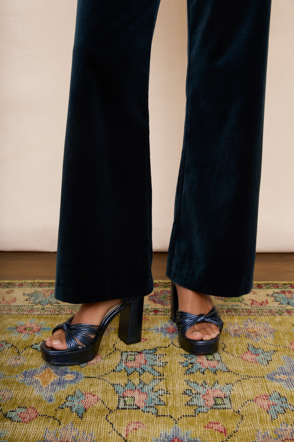 Florence Flare Velvet Trouser - Deep Midnight