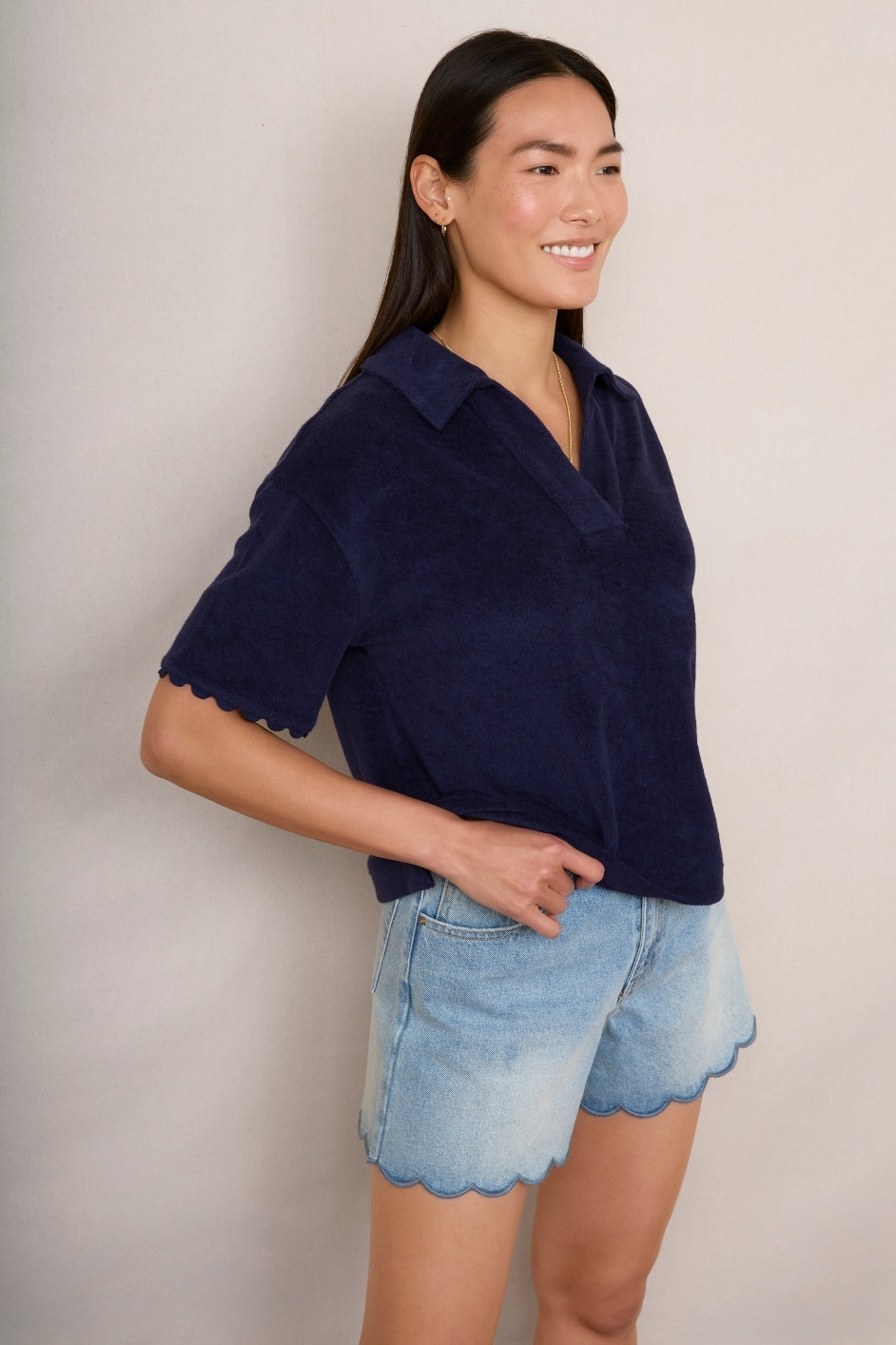 Florrie Towelling Top - Midnight