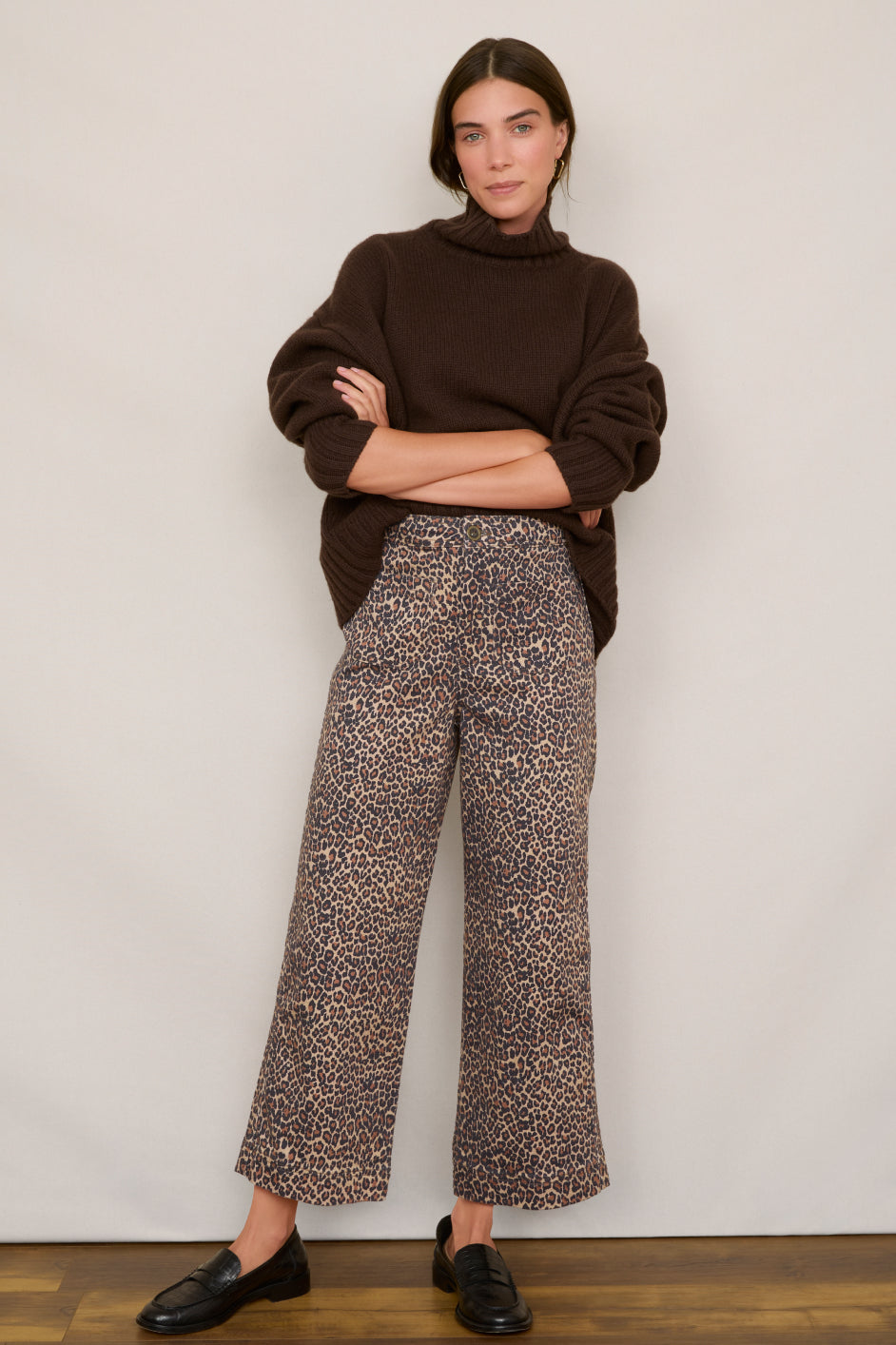 Allie Flare Cropped Jean - Leopard