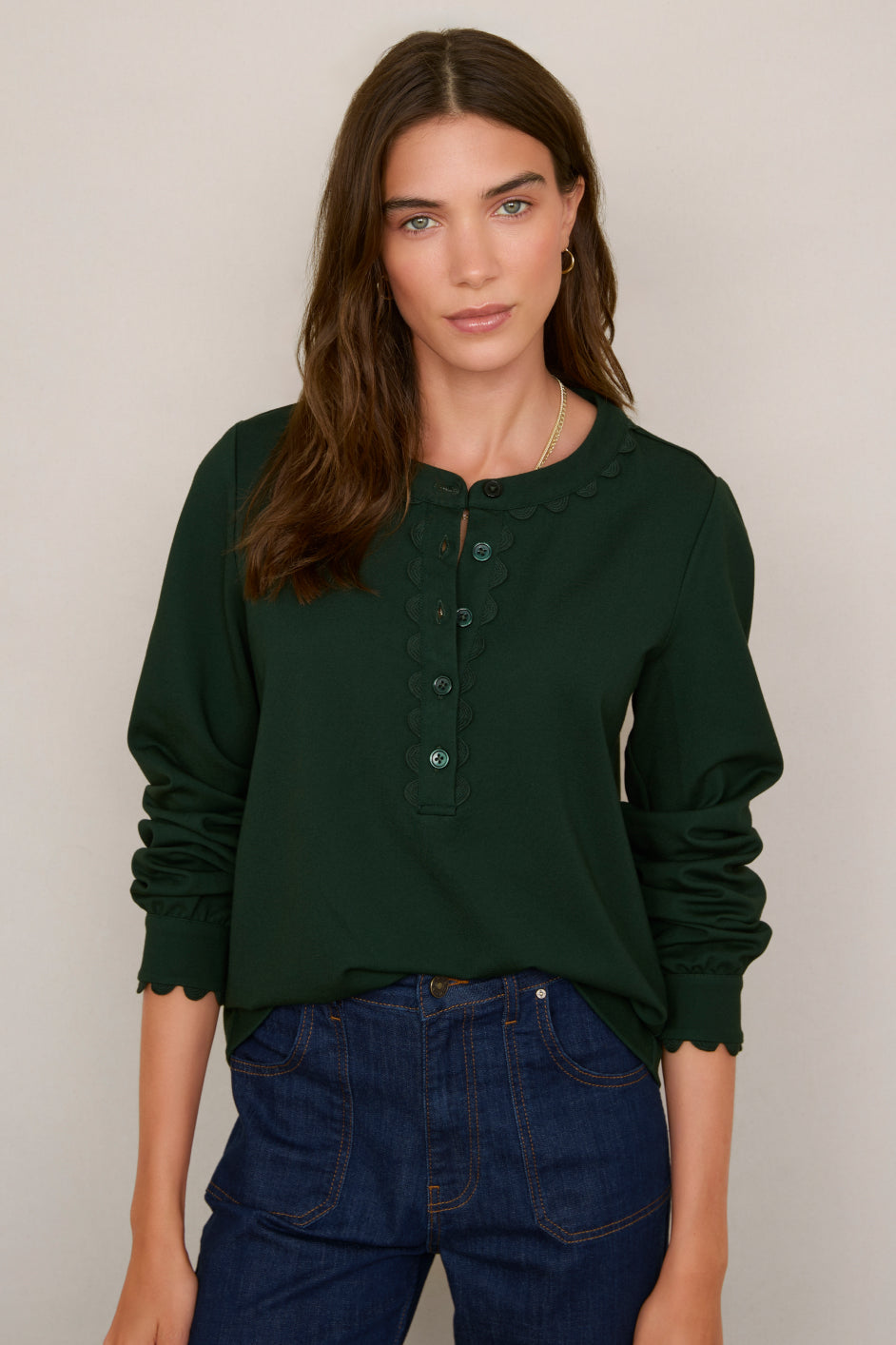 Anisa Ponte Top - Forest Green