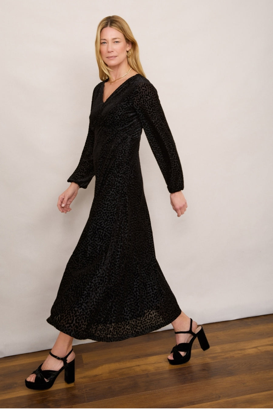 Claudia Devore Dress - Black