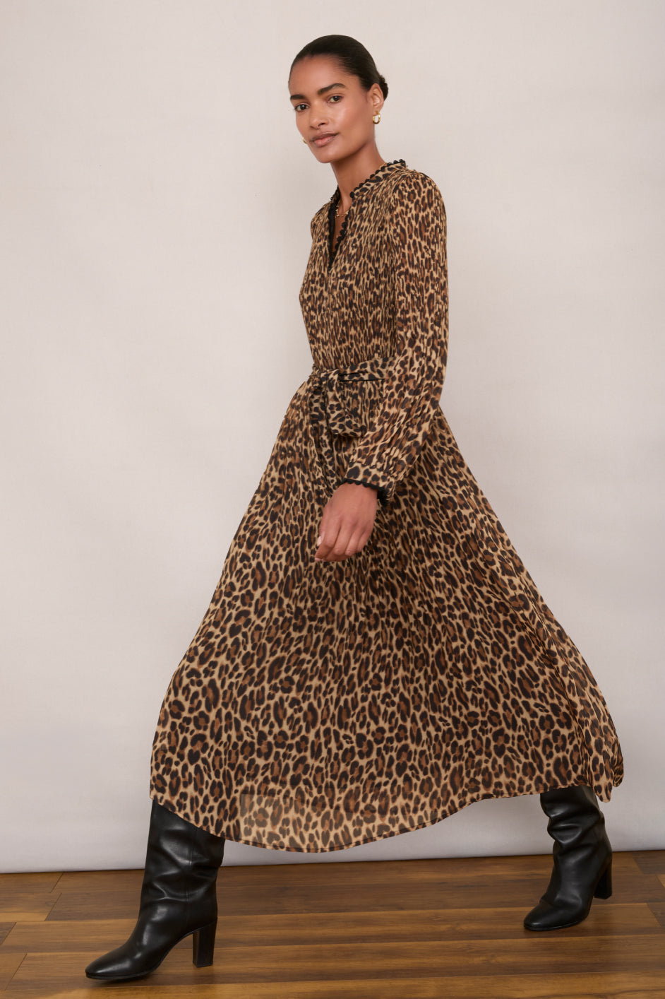 Posey Plisse Dress - Leopard