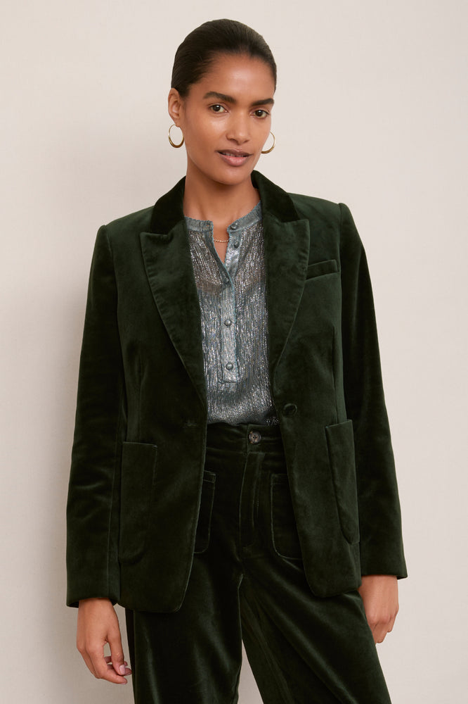 Florence Blazer - Forest Green Velvet