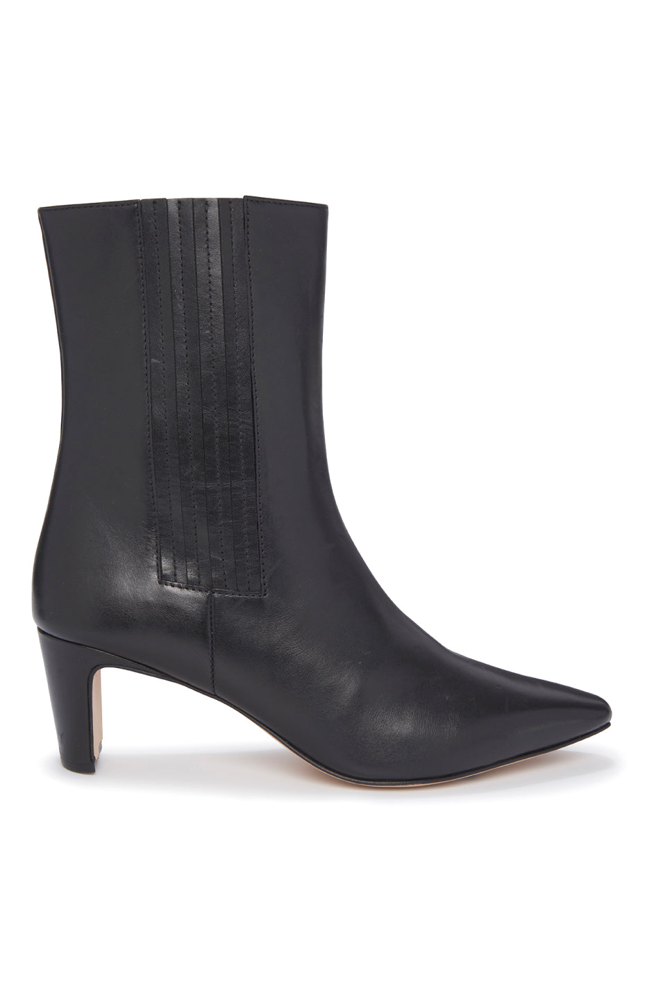 Angela Square Toe Leather Heel Boot Black WYSE London