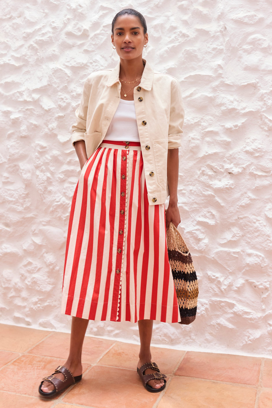 Pippa Ric Rac Skirt - Red Stripe